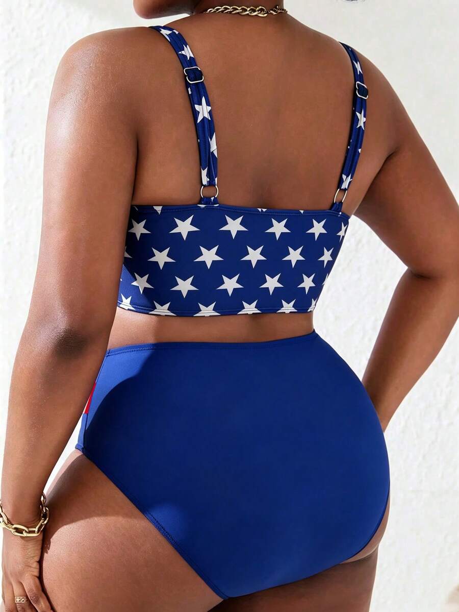 Ženski tankini set za plivanje plus size, 2 dela