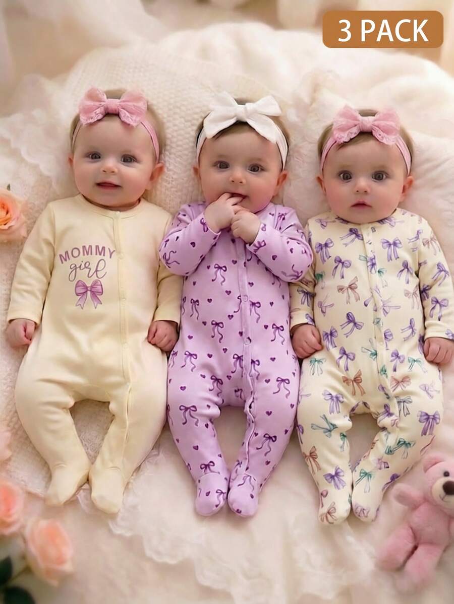 3 komada dečijih kombinezona za devojčice, slatki i nežni, roze i krem, rebrasti sa printom višnje