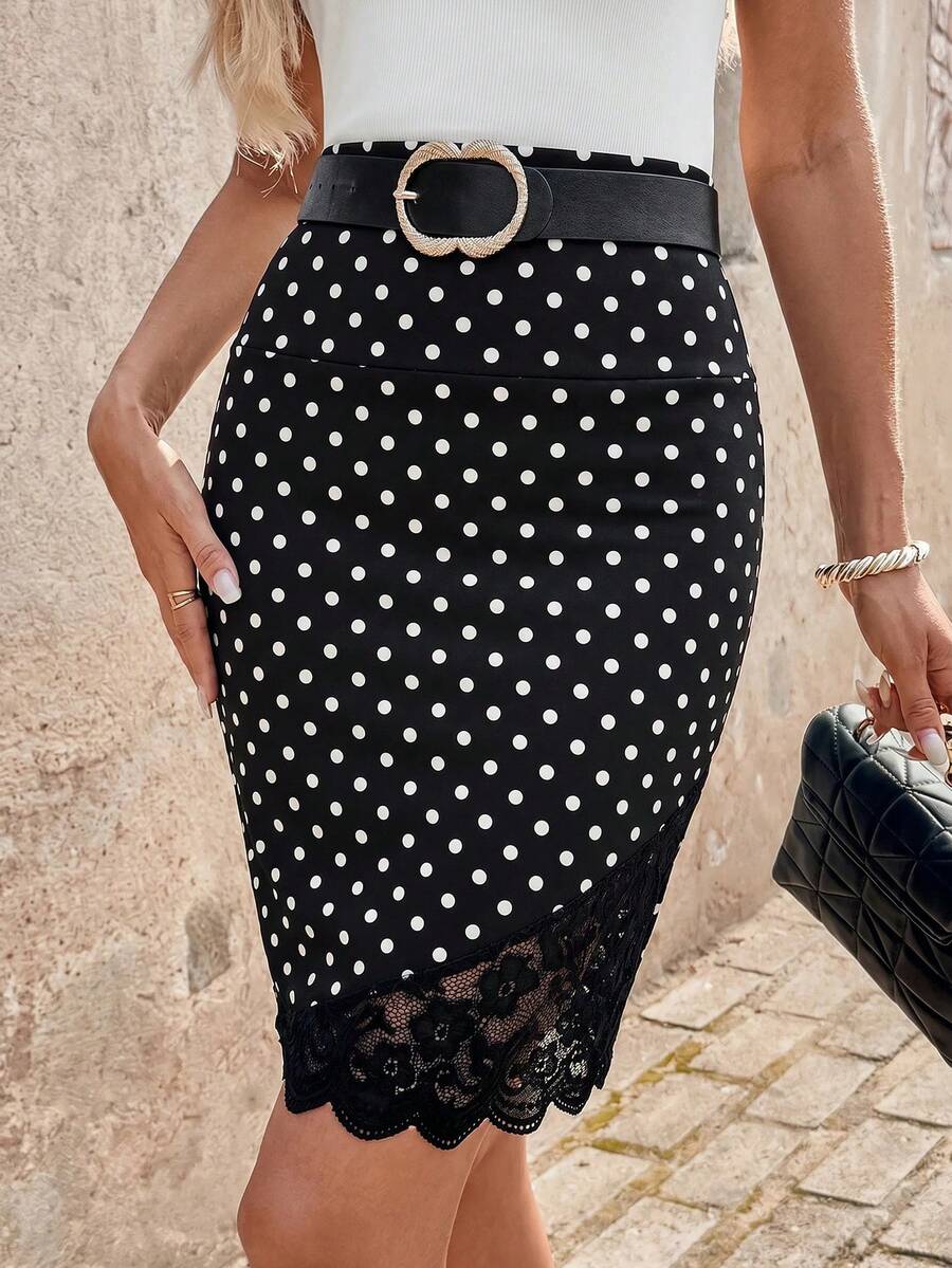 Ženska Elegantna Suknja sa Čipkastim Umetkom