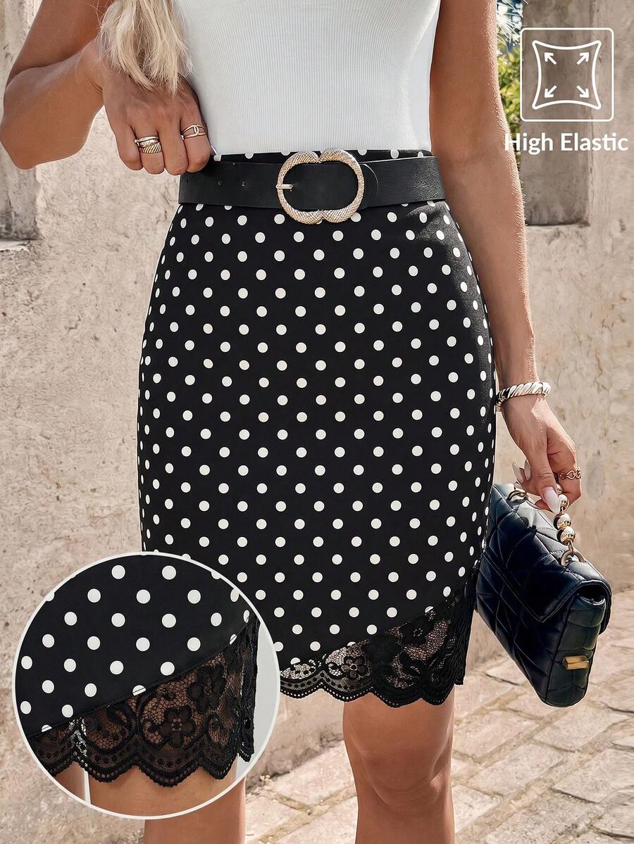 Ženska Elegantna Suknja sa Čipkastim Umetkom