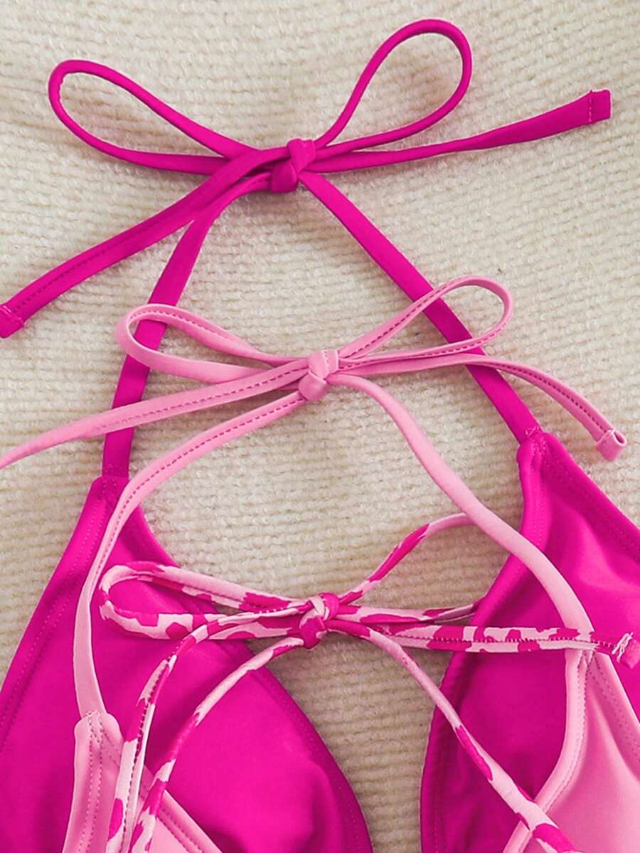 Ženski bikini set od 3 dela plus size,višebojni