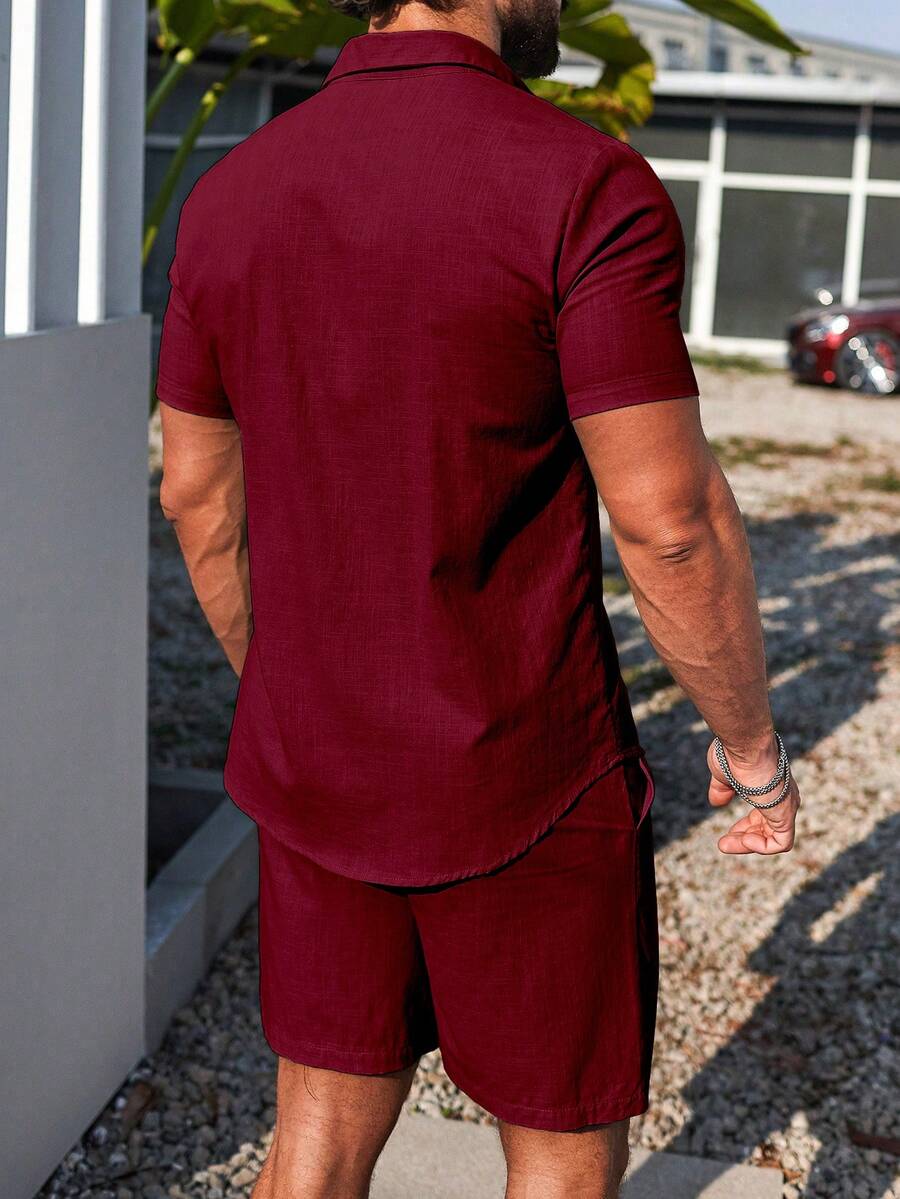 Muški ležerni set košulje kratkih rukava i šorts jednobojne boje, formalni