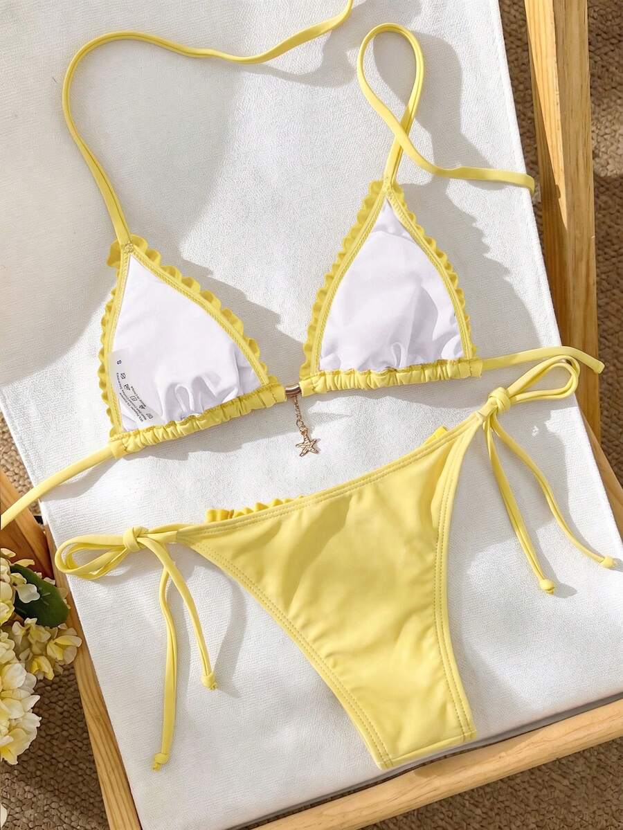Ženski bikini set od žakard tkanine, sa halter dekolteom