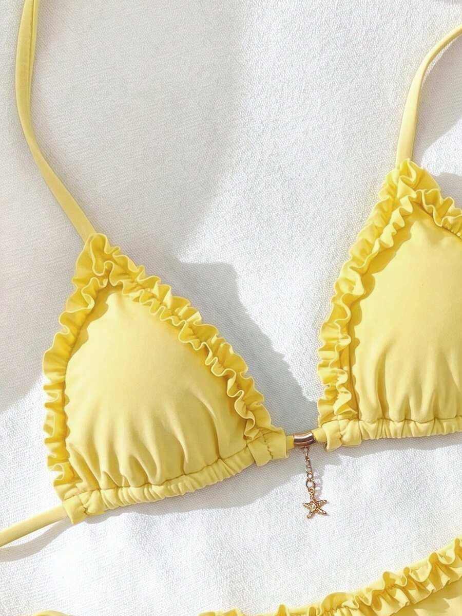 Ženski bikini set od žakard tkanine, sa halter dekolteom