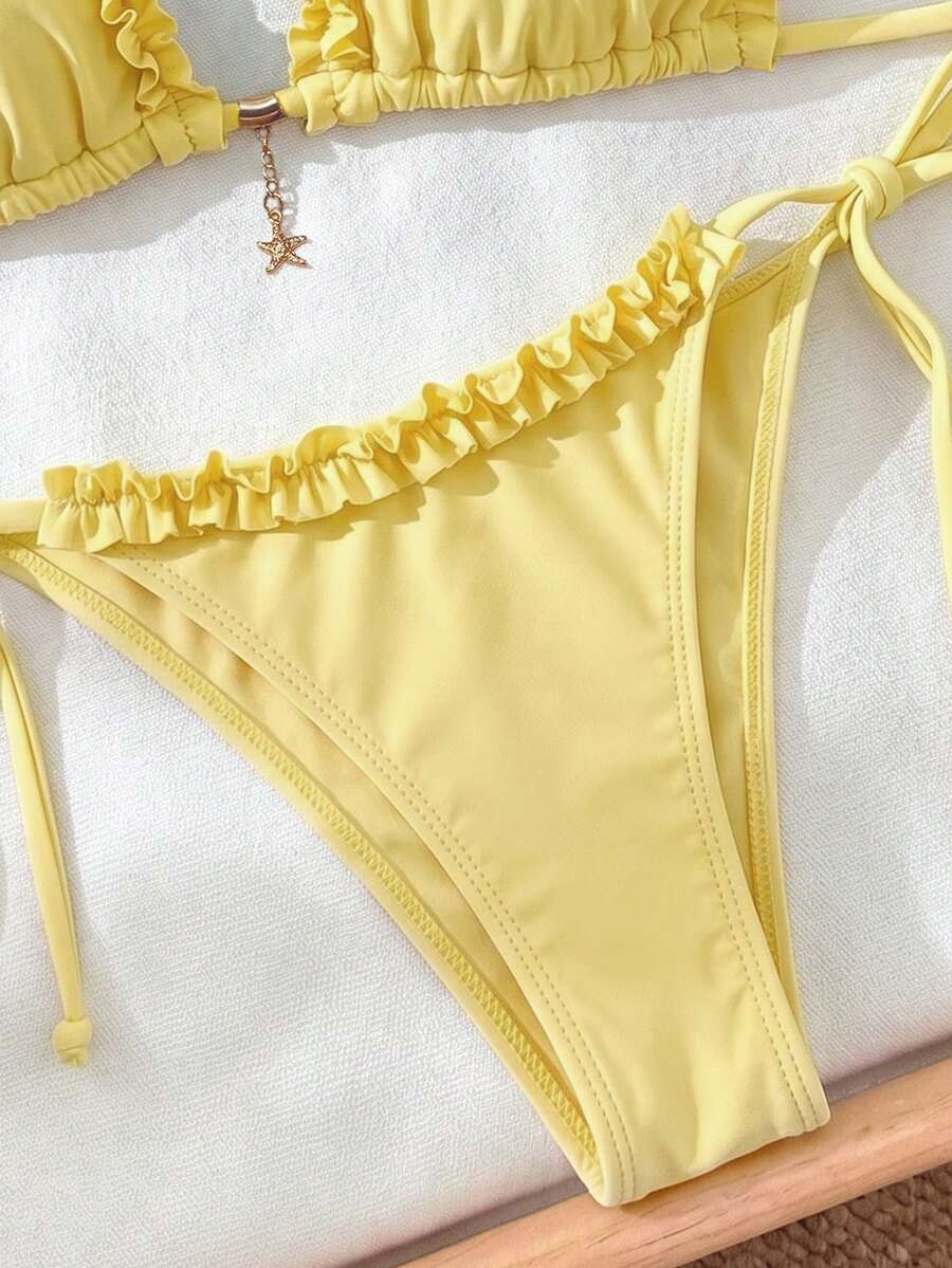 Ženski bikini set od žakard tkanine, sa halter dekolteom
