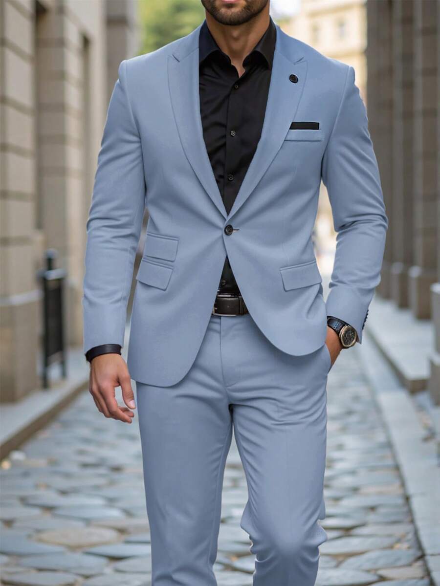 Muški poslovni set sa užim krojem, sako sa špicastim reverima i pantalone