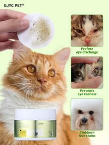GJYC PET 120pcs Pet Dog & Cat Eye Wipes - Unscented Gentle Tear Stain, Secretion, Crust And Dirt Removal Plant-Based Formula Wipes, Containing Aloe Vera, Non-Irritating, 120pcs