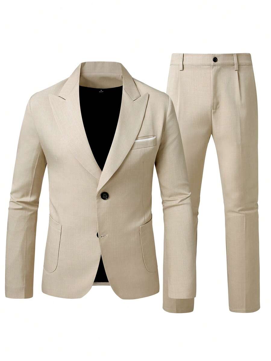 Muški poslovno-ležerni komplet  sa dugim rukavima, sako na kopčanje i ležerne pantalone sa džepovima