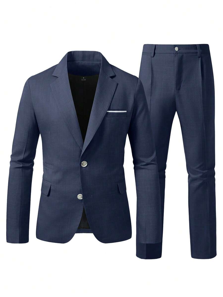 Muški poslovno-ležerni komplet  sa dugim rukavima, sako na kopčanje i ležerne pantalone sa džepovima