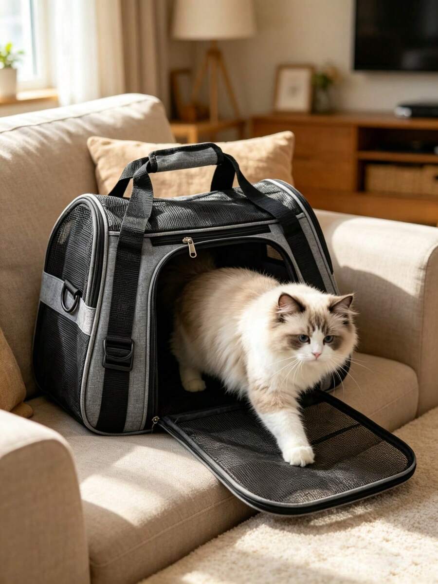 Prenosiva torba-kavez za mačke sa mekanim zidovima za srednje mačke i štence do 15 lbs