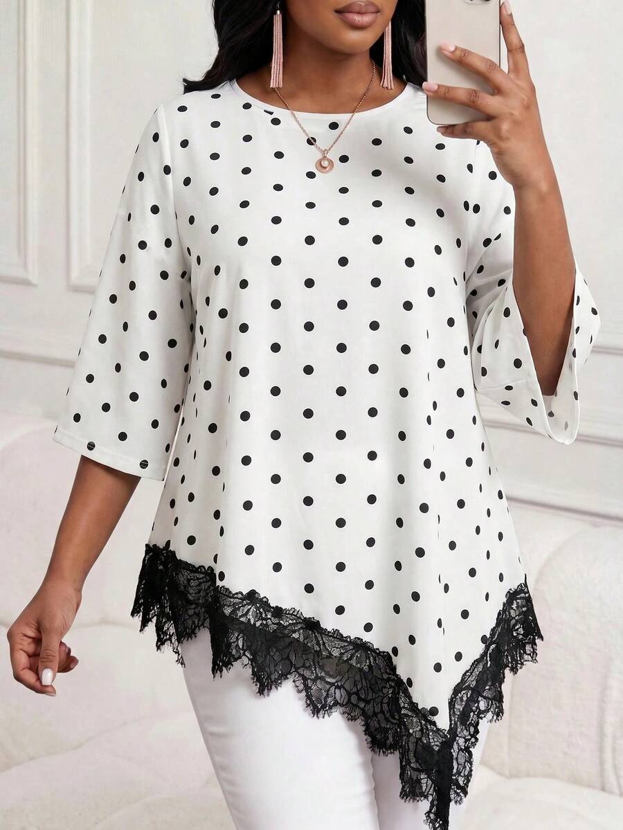 Elegantna bluza za žene plus size sa cvetnim vezom
