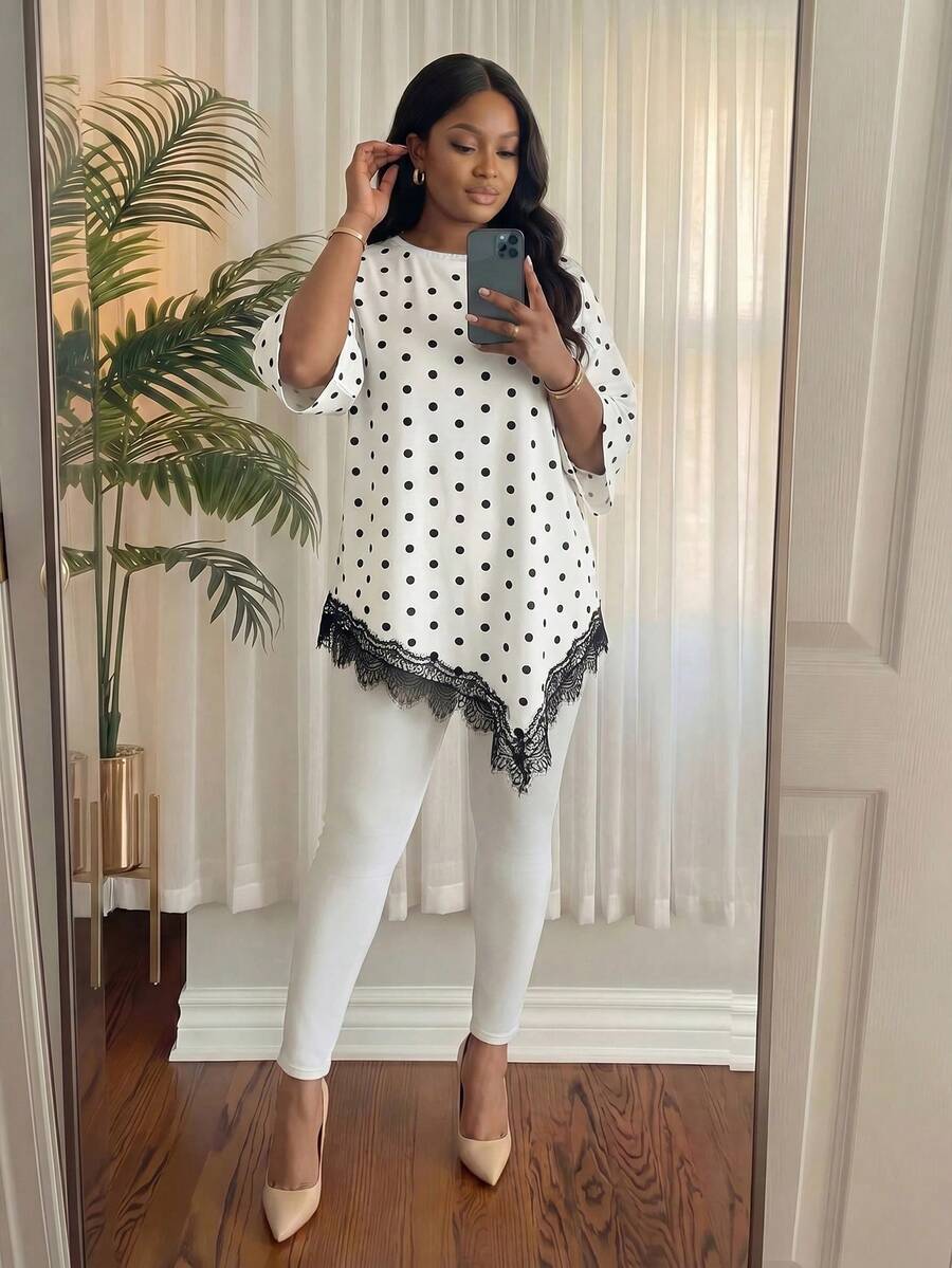 Elegantna bluza za žene plus size sa cvetnim vezom