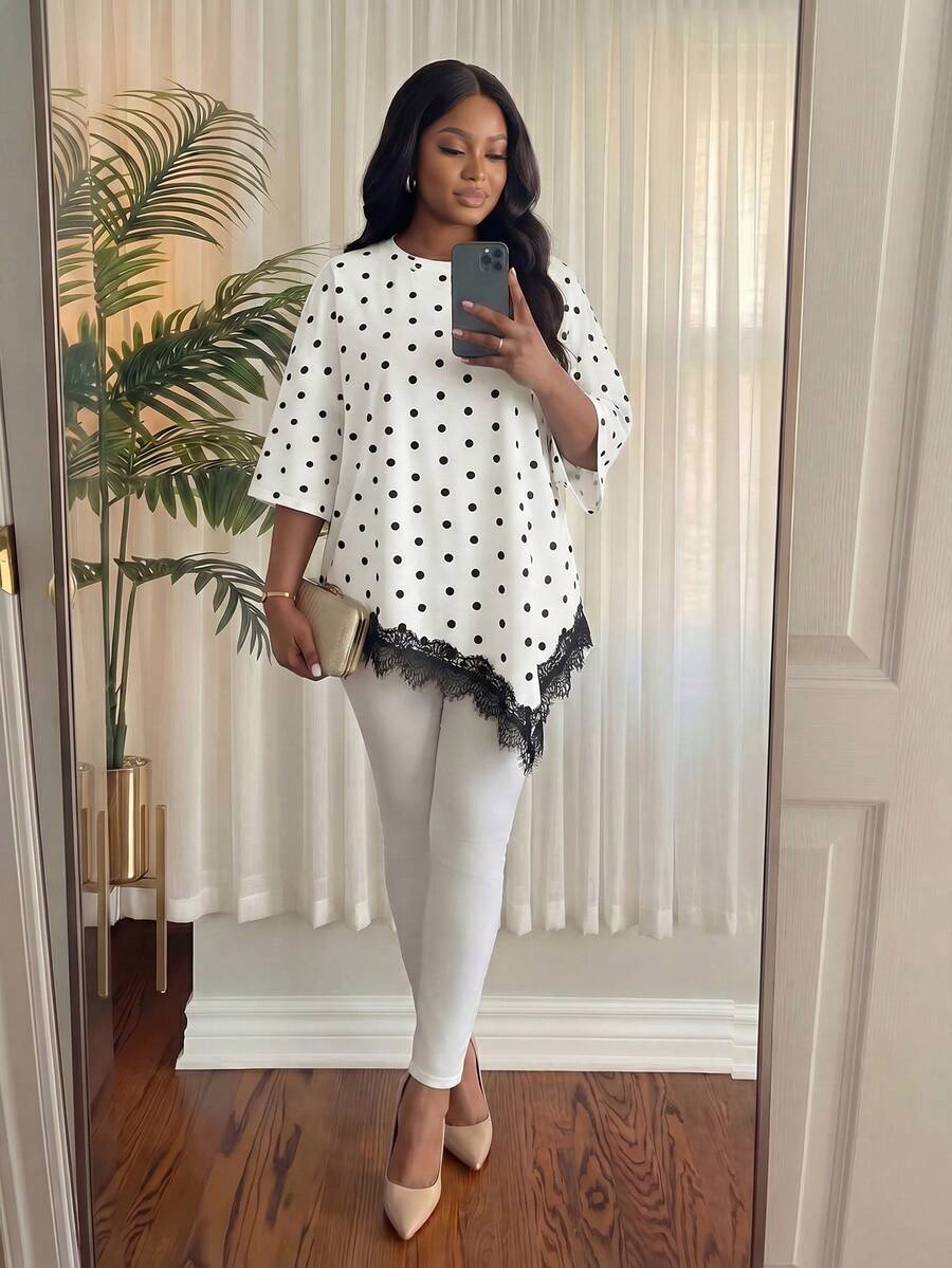 Elegantna bluza za žene plus size sa cvetnim vezom