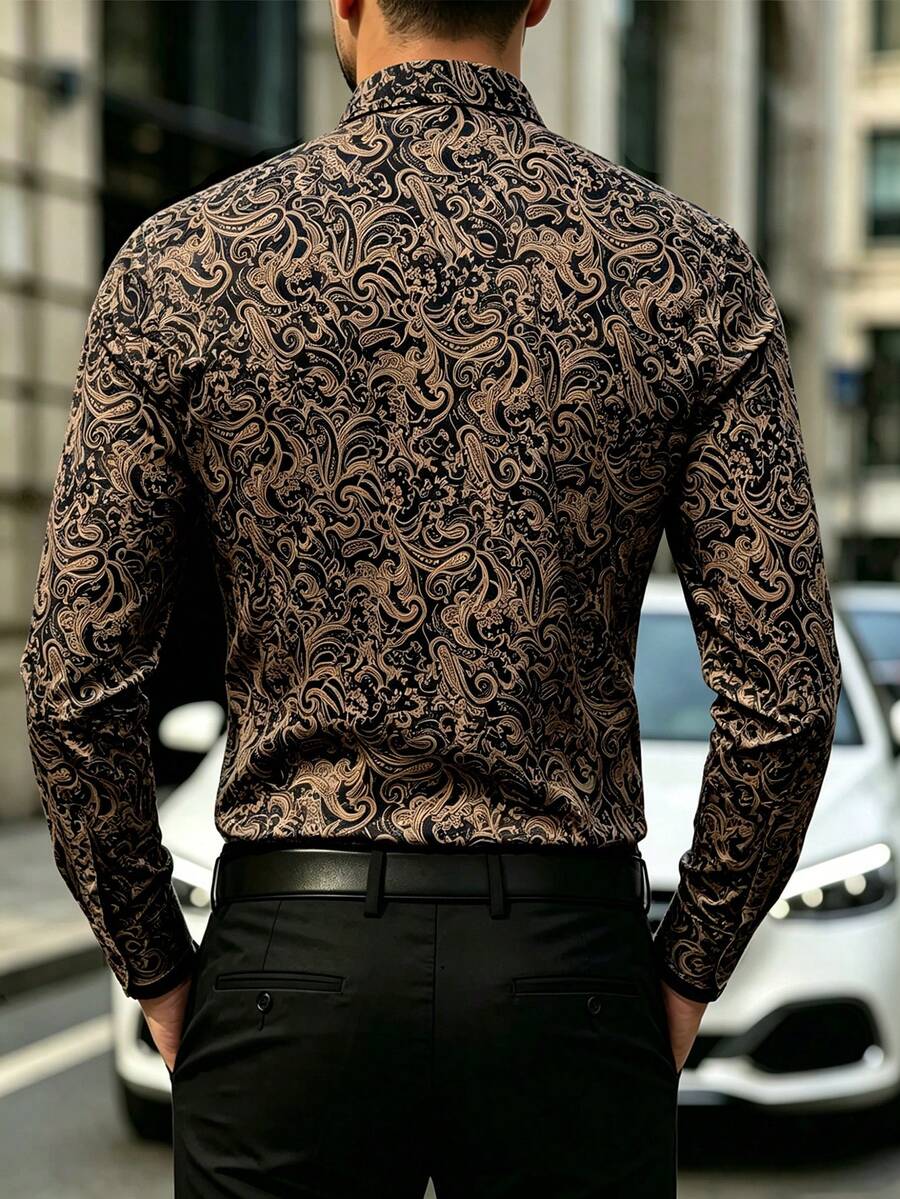 Muška formalna košulja sa paisley printom, slim fit, dugih rukava