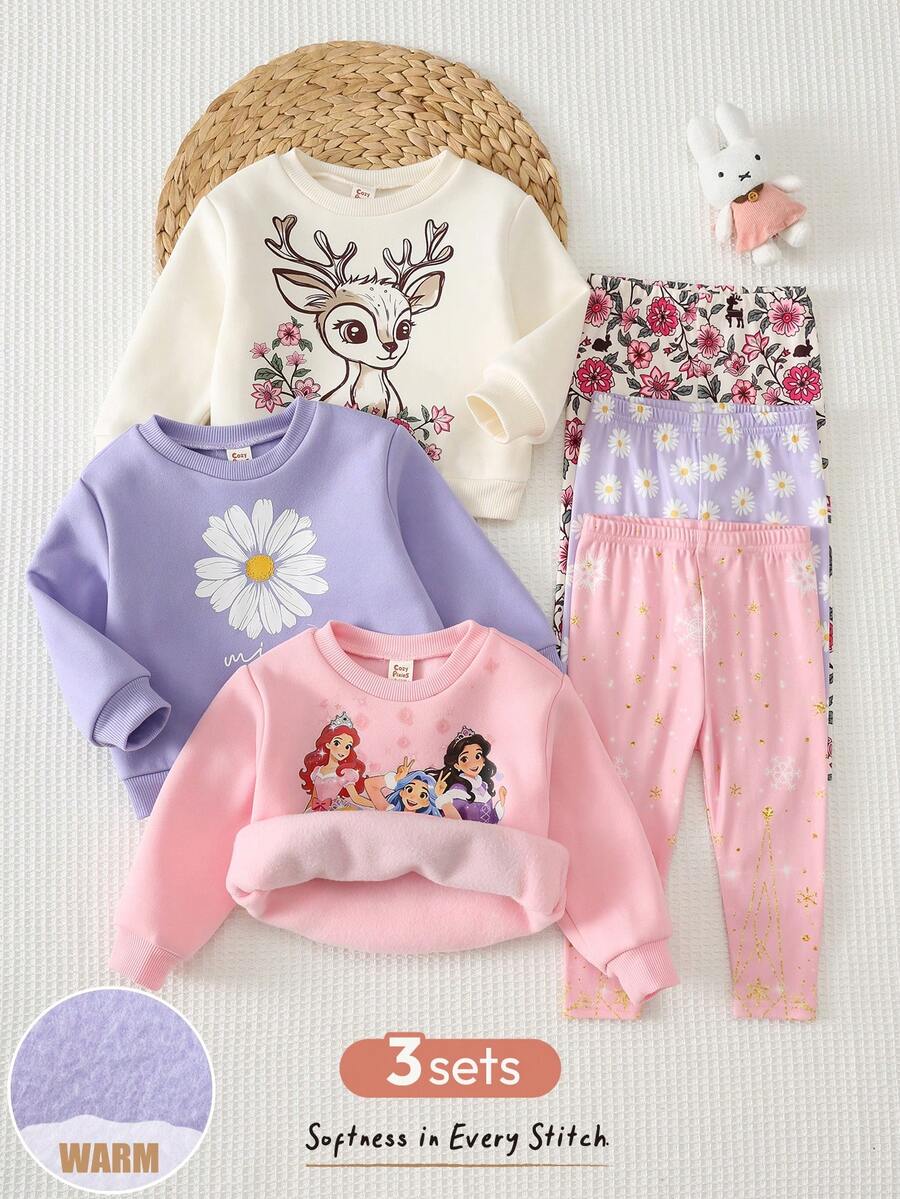 Set od 3 komada za devojčice, udobna jesenja/zimska moda, svež i sladak stil princeze