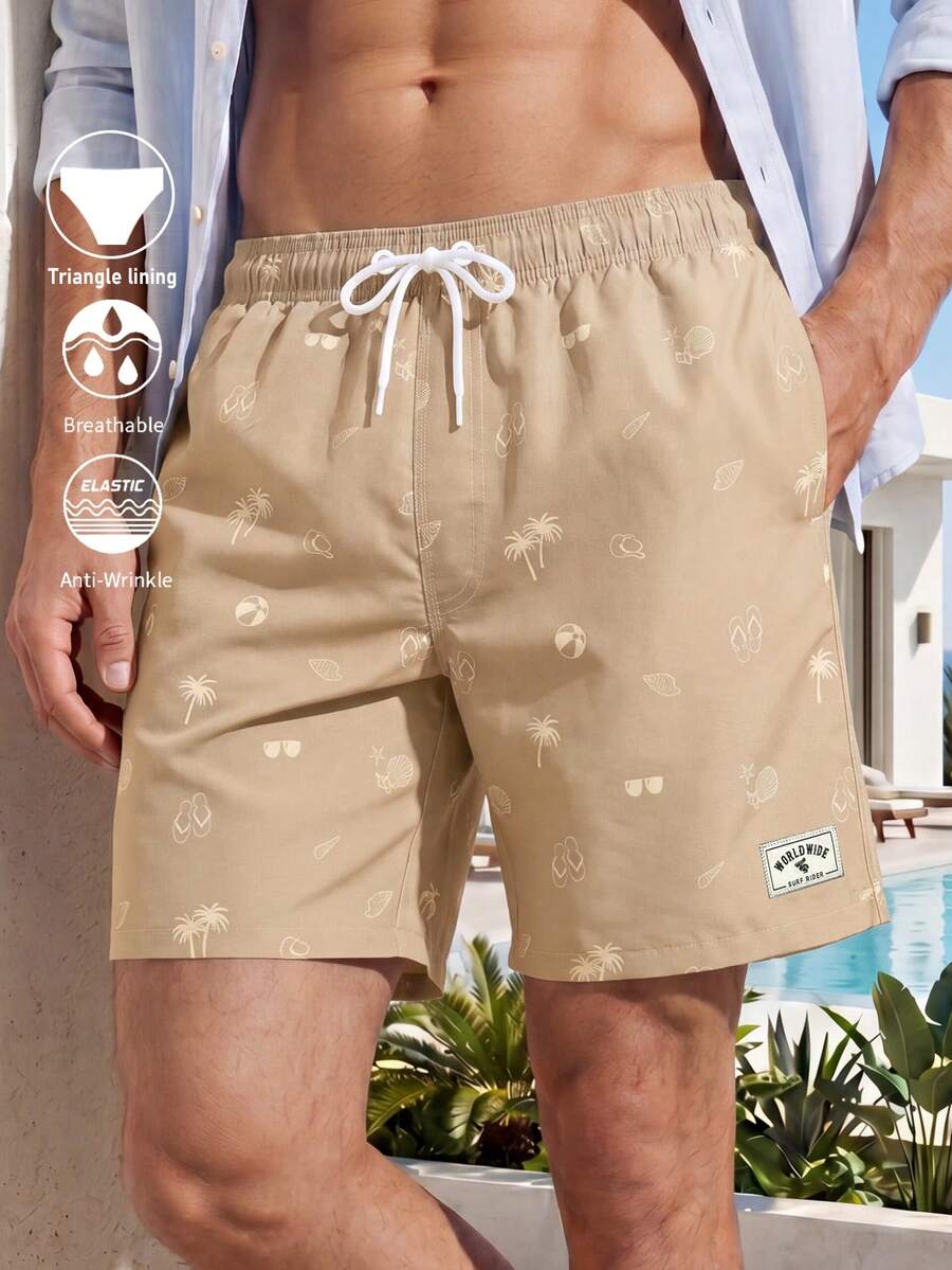 Muški šorts za plažu sa grafičkim printom palme
