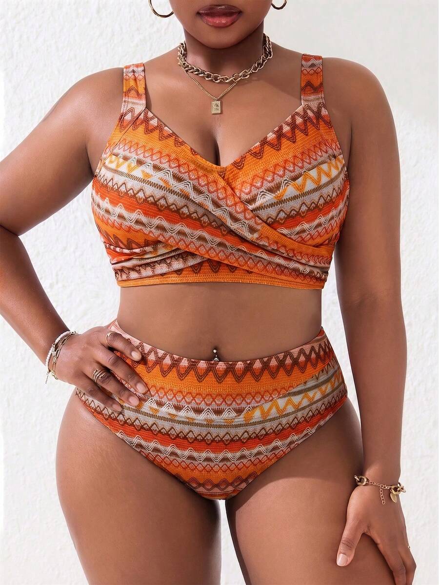 Ženski tankini set za plivanje plus size, 2 dela