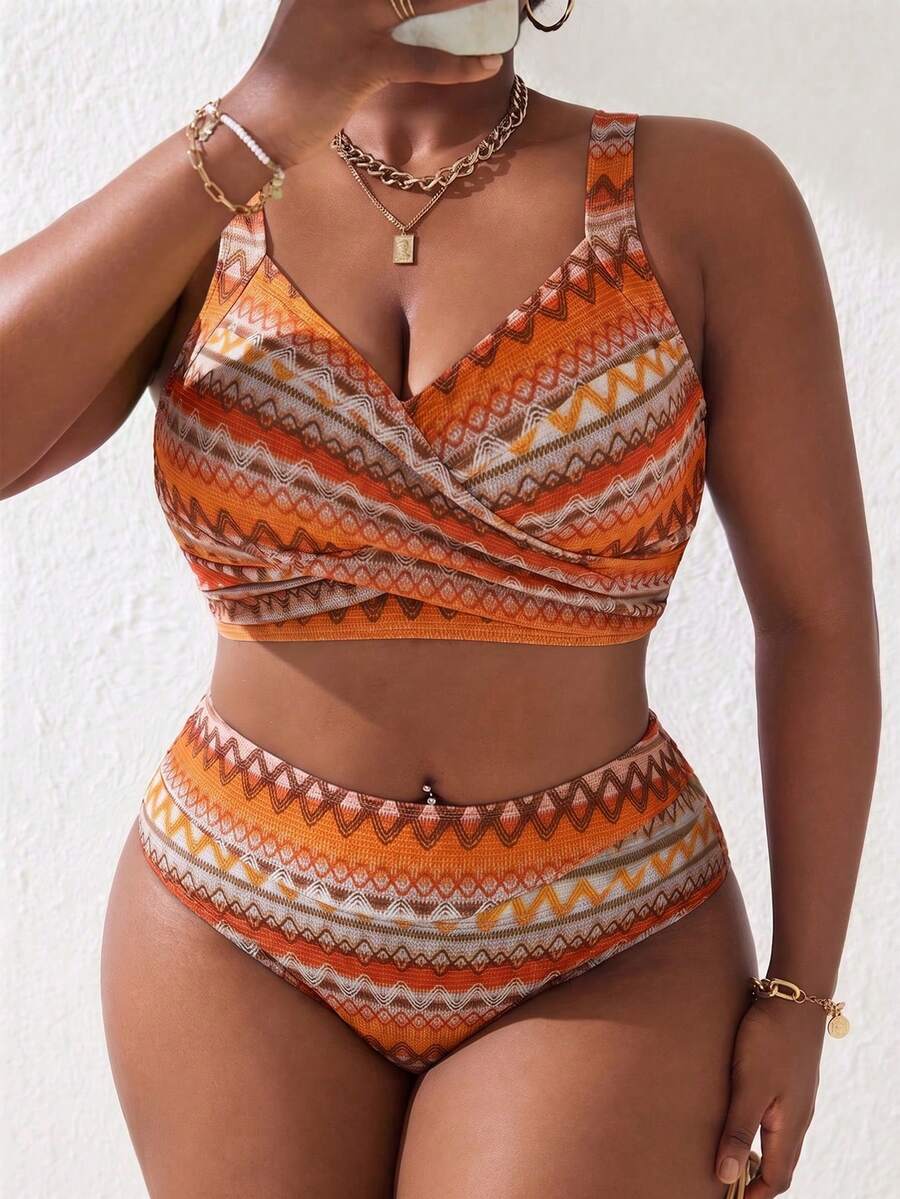 Ženski tankini set za plivanje plus size, 2 dela