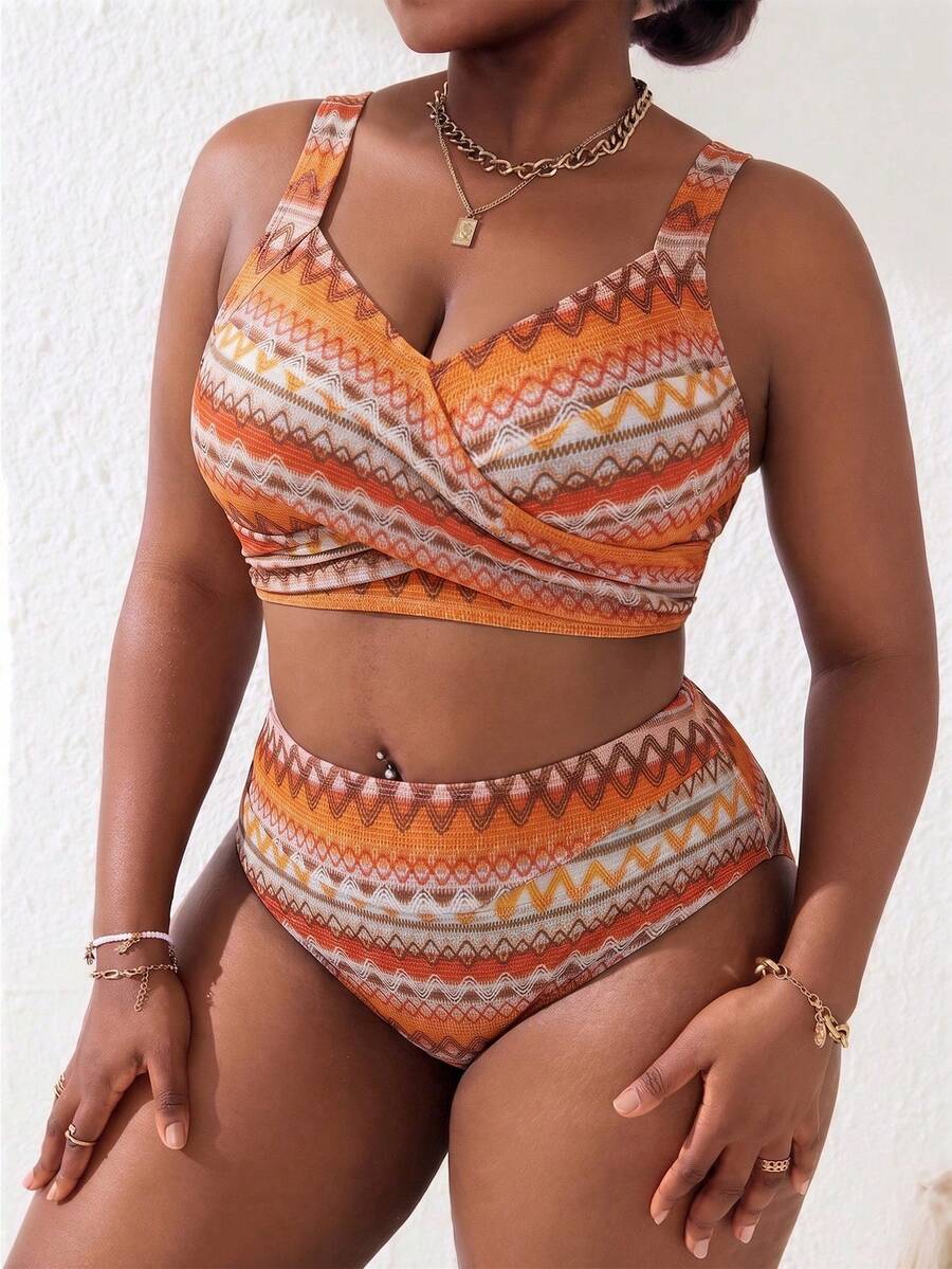 Ženski tankini set za plivanje plus size, 2 dela