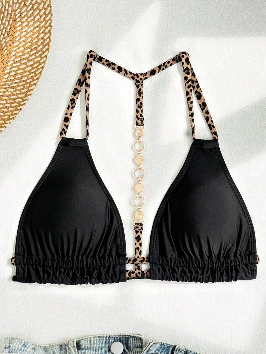 Swim Vcay Jednobojni Halter Bez Leđa Dekorativni Seksi Modni Bikini Top