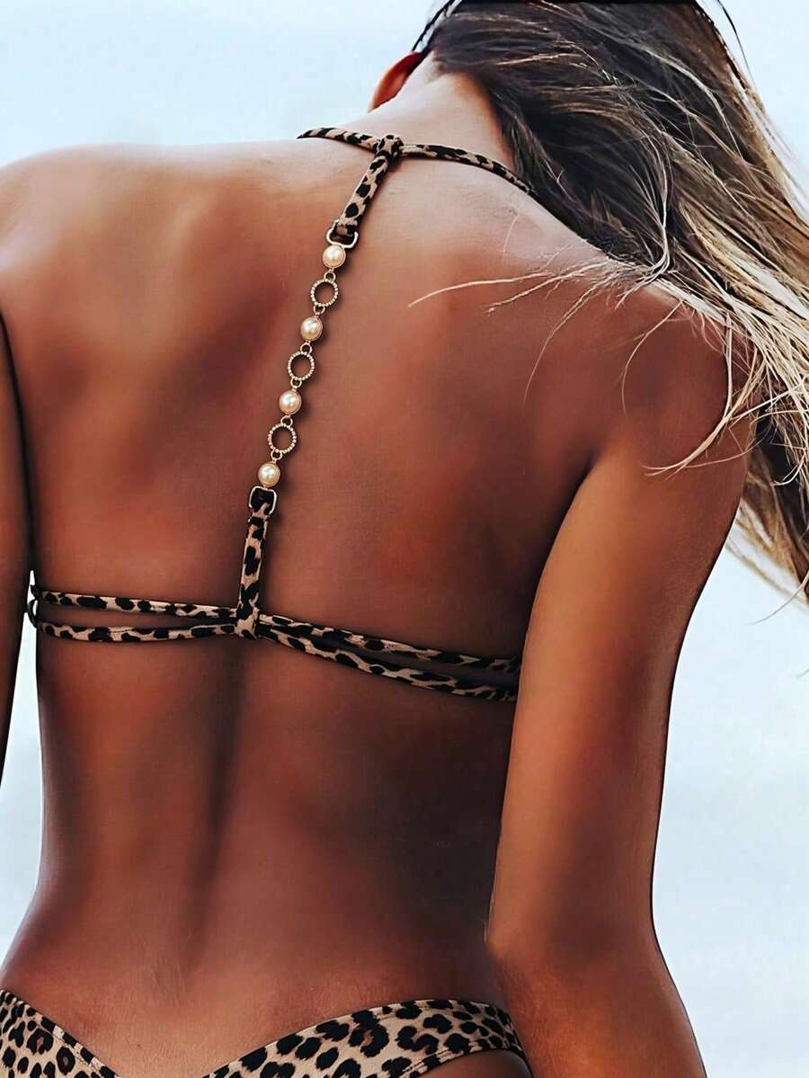 Swim Vcay Jednobojni Halter Bez Leđa Dekorativni Seksi Modni Bikini Top