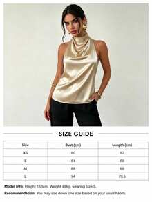 Women's Elegant Casual Charming Lapel Satin Camisole Backless Tie Strap Top, Suitable For Party, Beach, Vacation, Business, And Daily Wear Summer