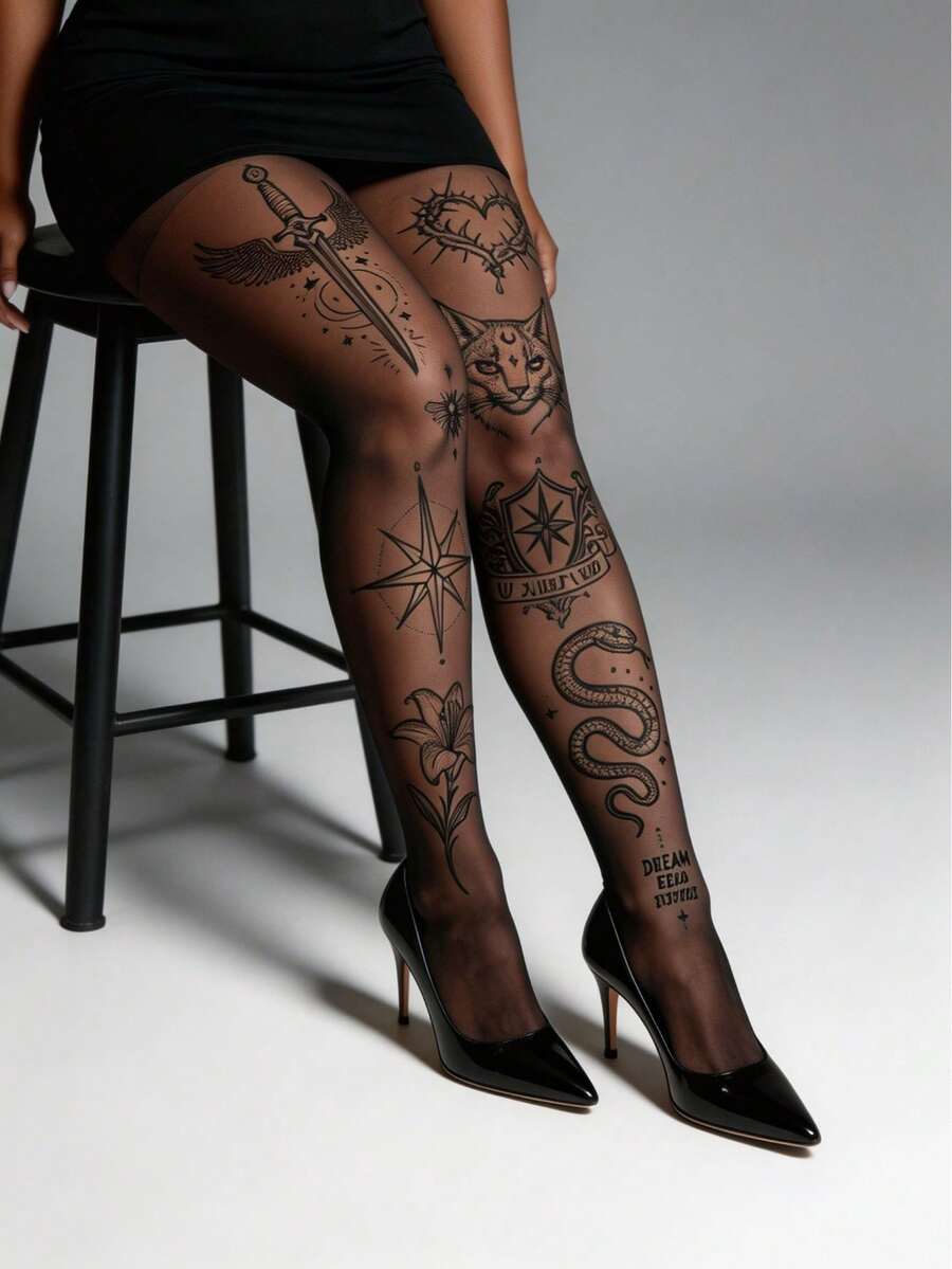 1 Pair Plus Size Women's Gothic Style čarapa