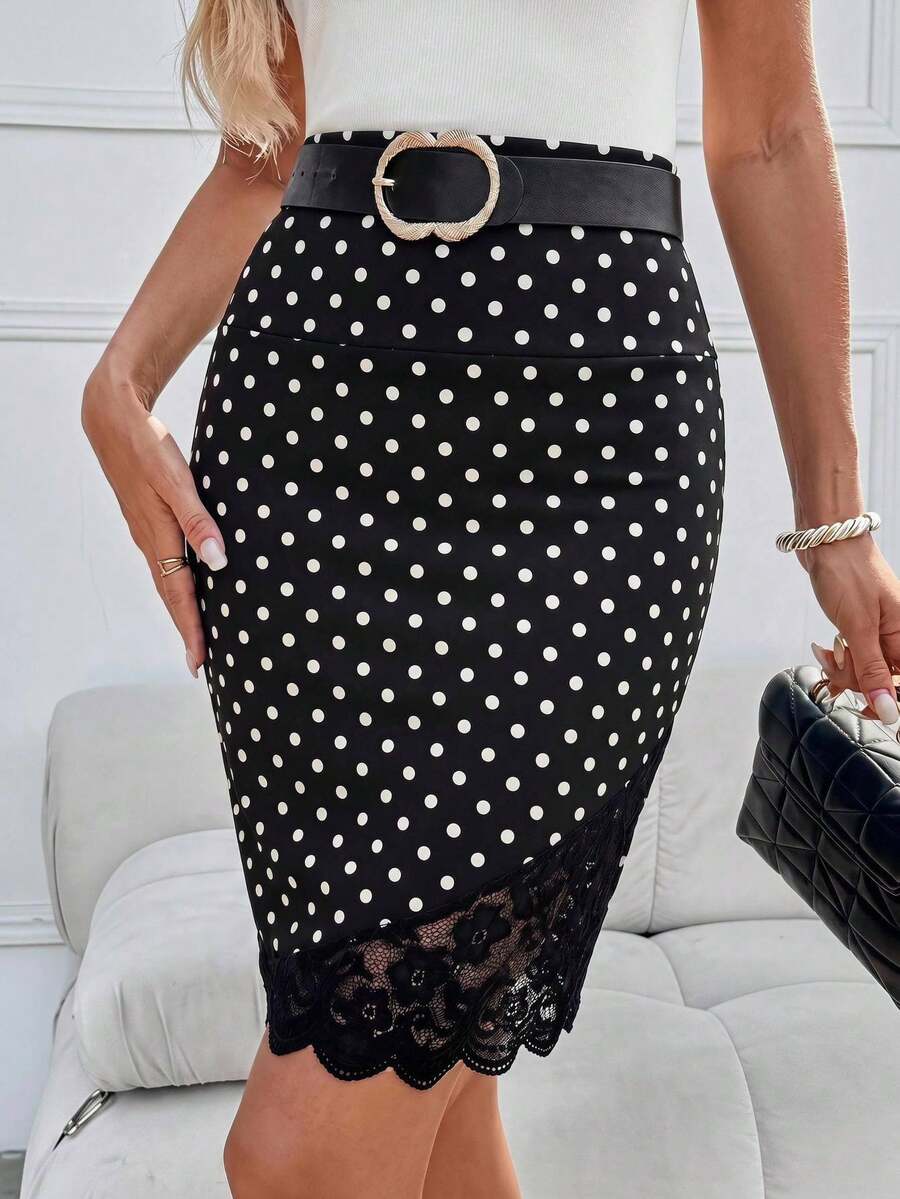 Ženska Elegantna Suknja sa Čipkastim Umetkom