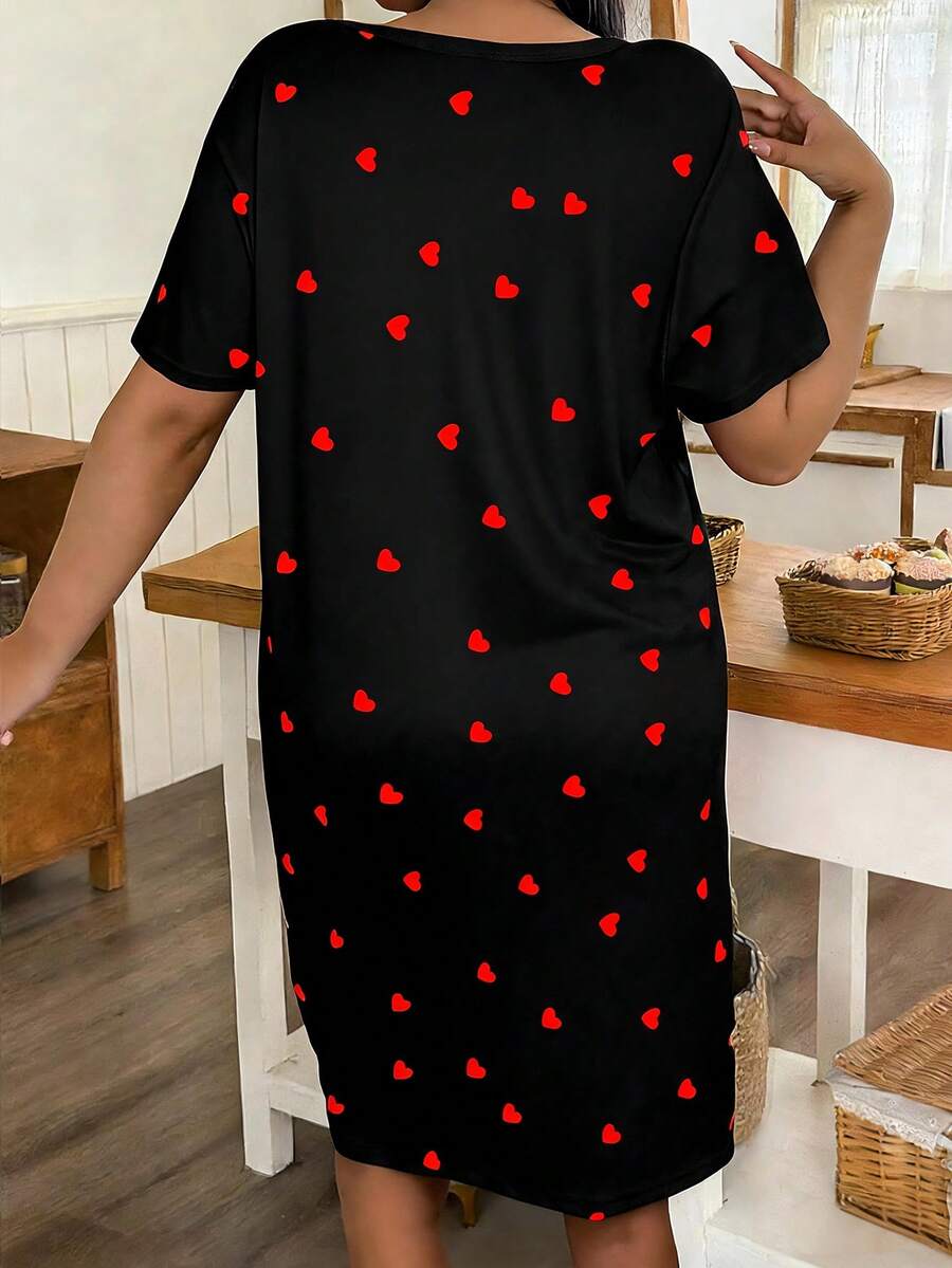 Ženska kratka spavaćica plus size sa tufama i crtanim printom