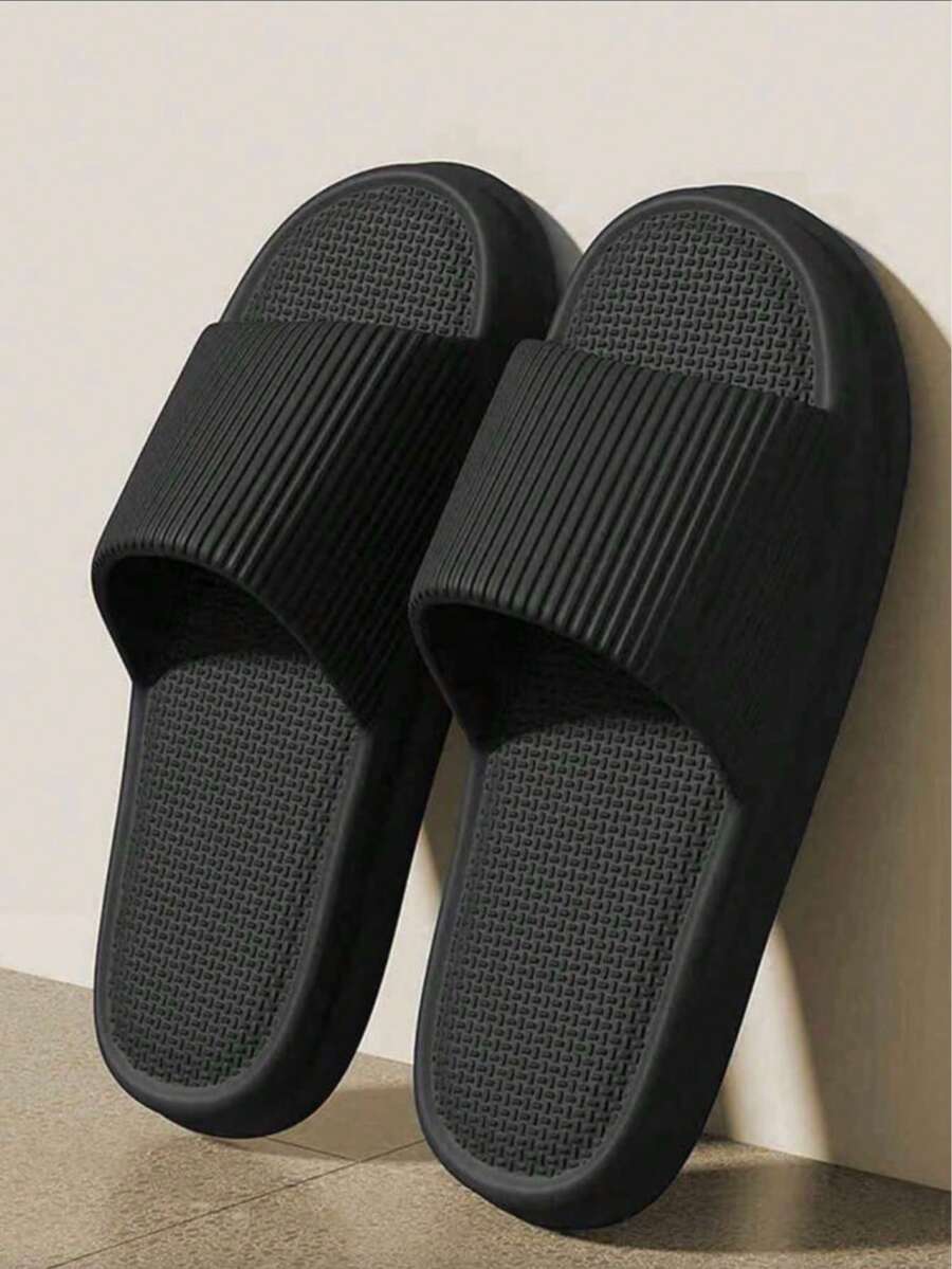 [Hot Selling] Crne EVA prugaste papuče, pogodne za muškarce i žene, mekani đon, super udobne