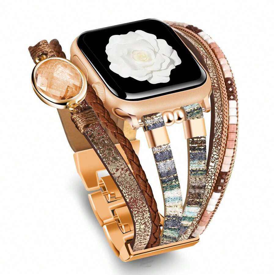Luksuzna zlatna narukvica za sat, kompatibilna sa Apple Watch 41mm, 40mm, 38mm, 45mm, 44mm, 42mm, 49mm