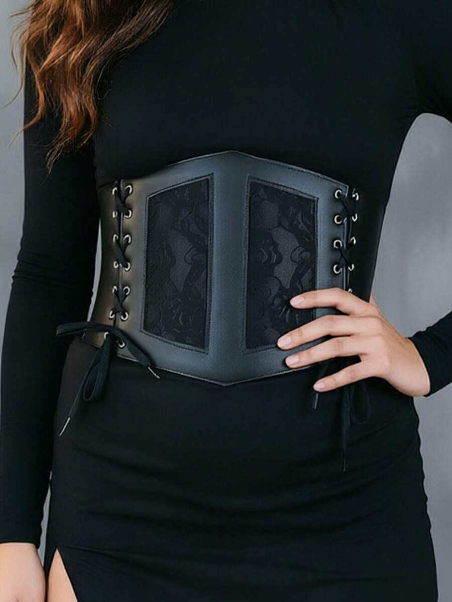 Ženski renesansni modni dodatak, tamni gotički stil, PVC kožni