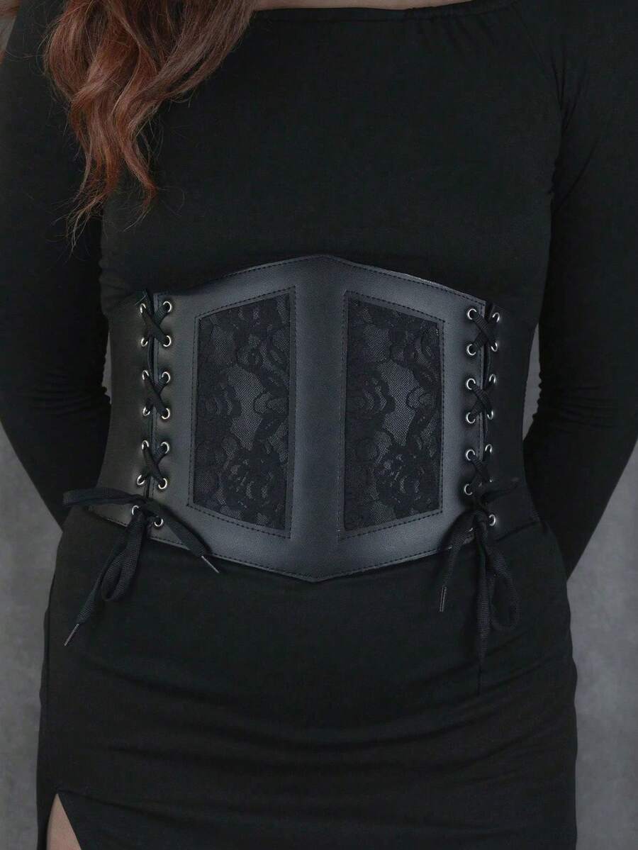 Ženski renesansni modni dodatak, tamni gotički stil, PVC kožni