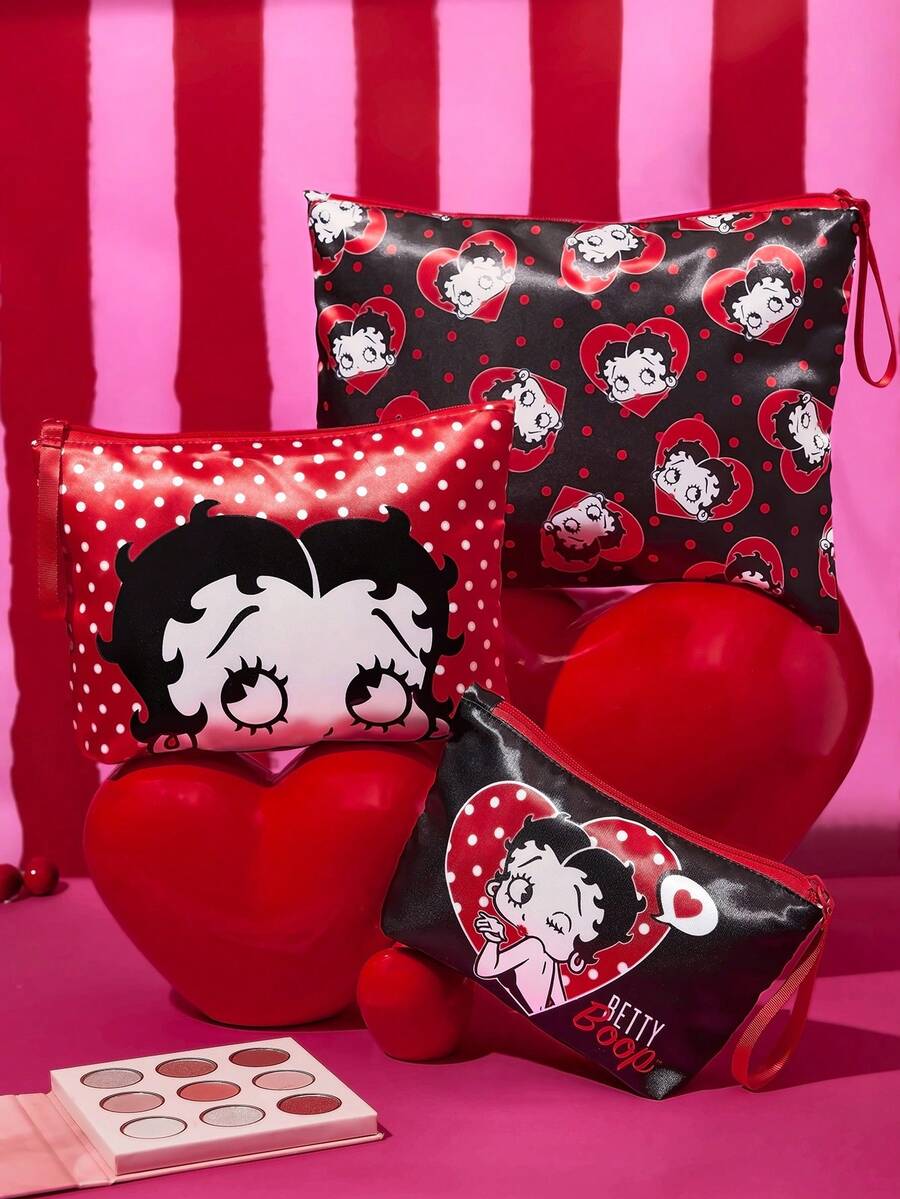 Betty Boop 1 kom set lagane kozmetičke torbe od poliesterskih vlakana sa štampanim crtanim uzorkom