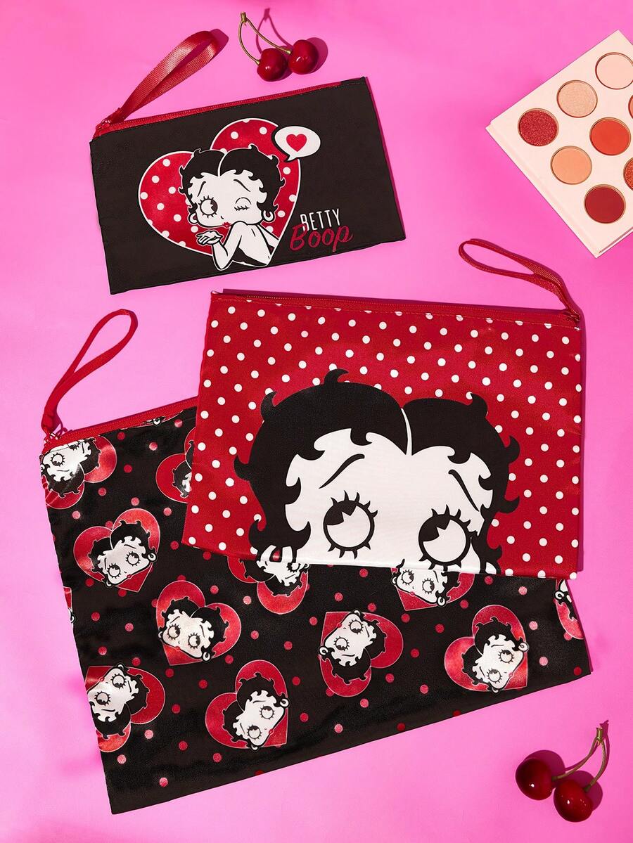 Betty Boop 1 kom set lagane kozmetičke torbe od poliesterskih vlakana sa štampanim crtanim uzorkom