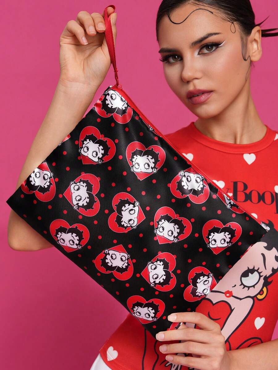 Betty Boop 1 kom set lagane kozmetičke torbe od poliesterskih vlakana sa štampanim crtanim uzorkom
