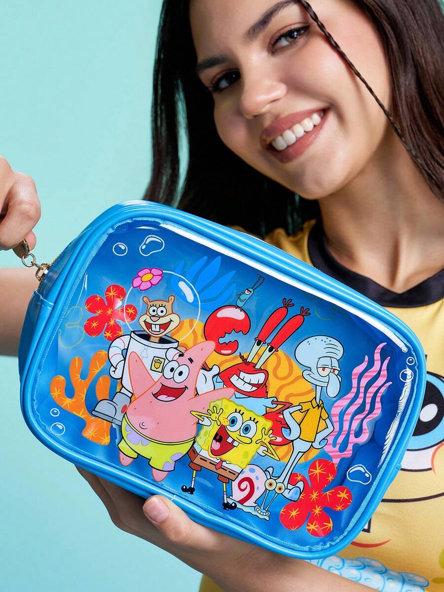 SpongeBob SquarePants  lagana PVC torbica za šminku sa printom crtanog lika i šljokicama