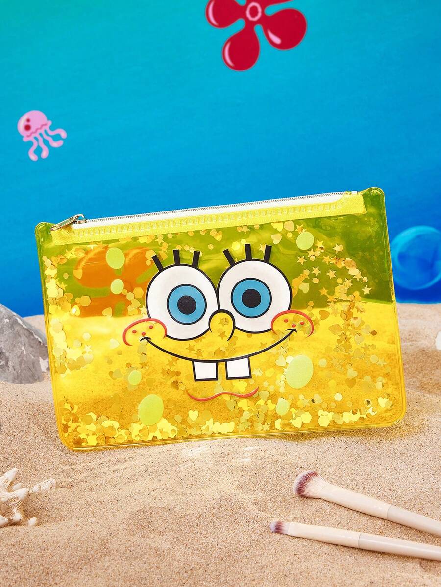 SpongeBob SquarePants  lagana PVC torbica za šminku sa printom crtanog lika i šljokicama