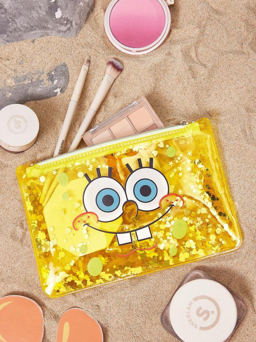 SpongeBob SquarePants  lagana PVC torbica za šminku sa printom crtanog lika i šljokicama