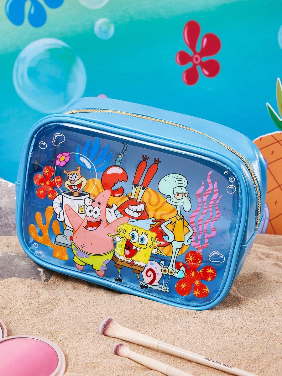SpongeBob SquarePants  lagana PVC torbica za šminku sa printom crtanog lika i šljokicama