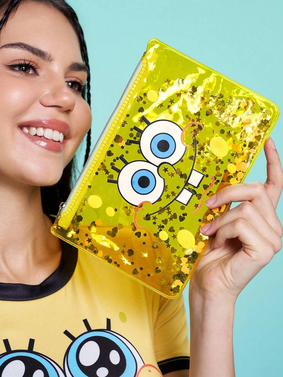 SpongeBob SquarePants  lagana PVC torbica za šminku sa printom crtanog lika i šljokicama