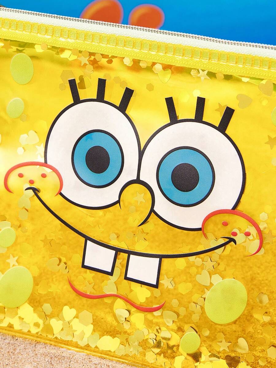 SpongeBob SquarePants  lagana PVC torbica za šminku sa printom crtanog lika i šljokicama