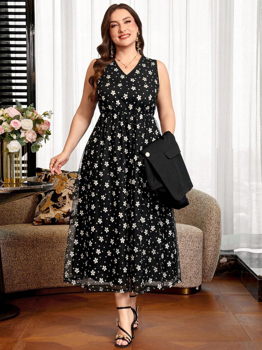 Clasi Set sa sakoom i haljinom sa cvetnim dezenom, plus size