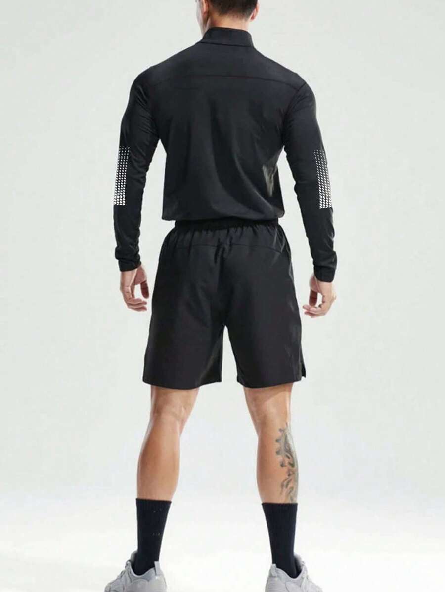 Muška ležerna sportska jakna jednobojna sa podignutom kragnom, slim fit, za teretanu