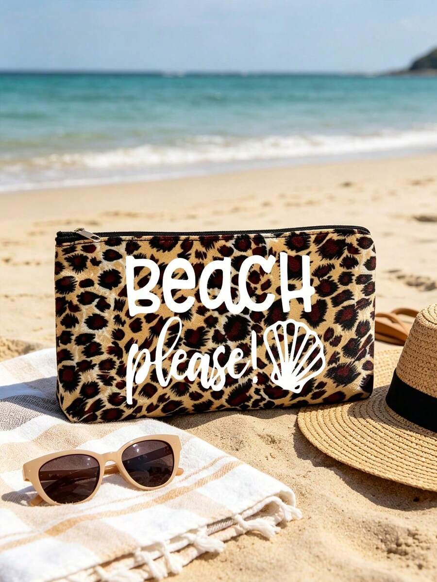 Velika torba za plažu sa leopard printom, sa printom BEACH