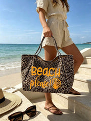 Velika torba za plažu sa leopard printom, sa printom BEACH