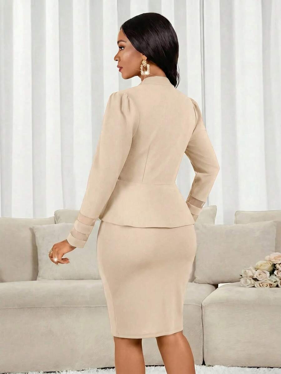 Lady 2 kom/set ženski elegantni crni poslovno-ležerni komplet sa suknjom