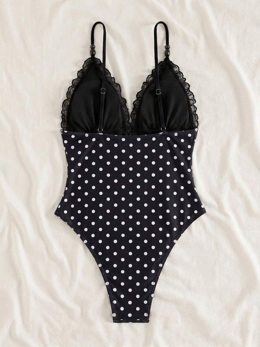 Ruffle Trim Jednodelni Kupaći Kostim Bikini