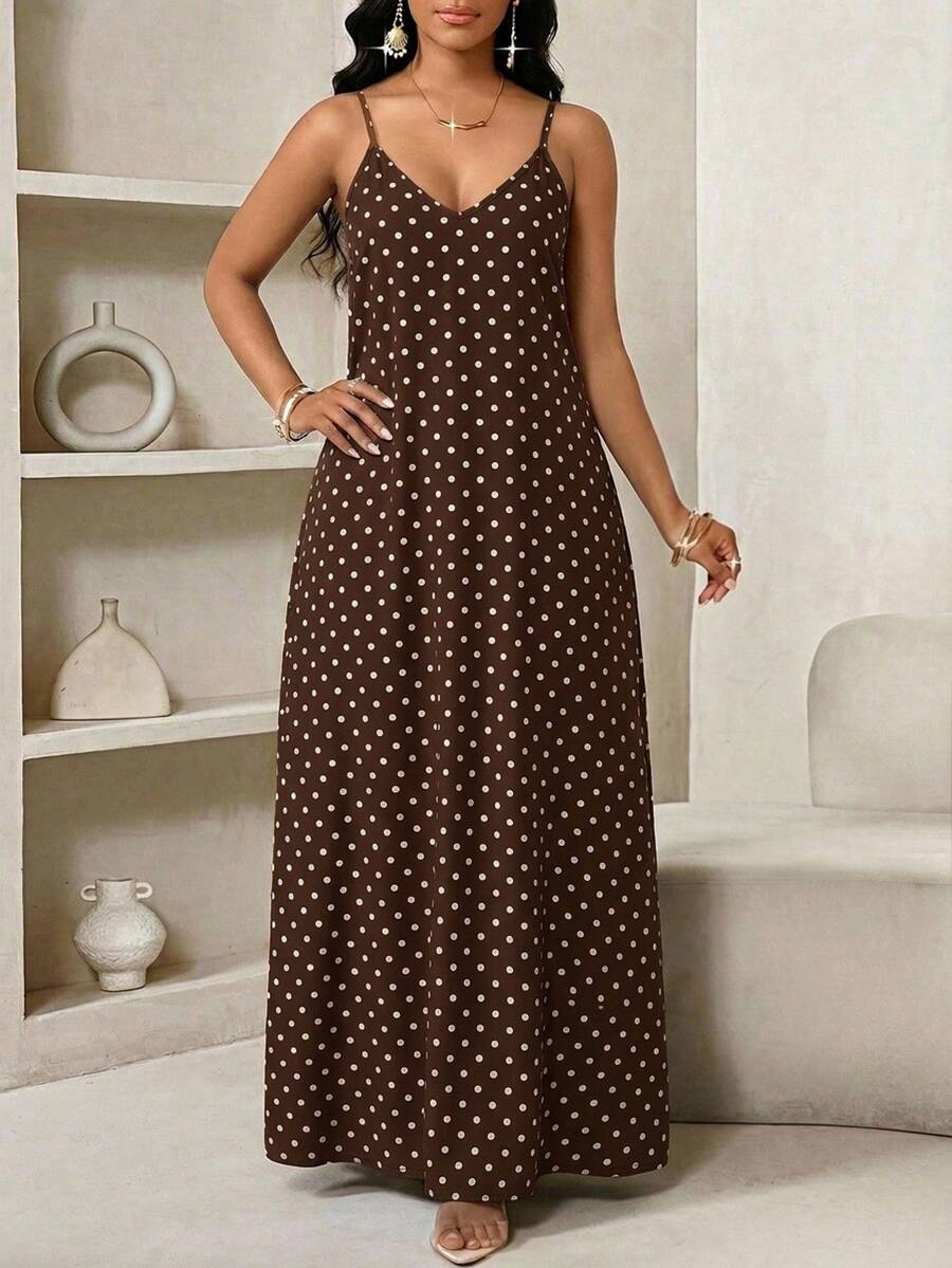 Lady Haljina sa tankim kaiš-bretelama i printom sa šljokicama, plus size