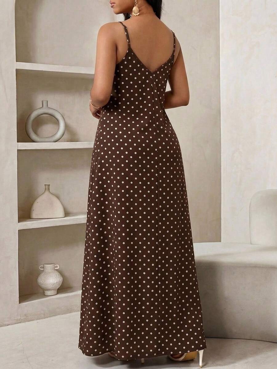 Lady Haljina sa tankim kaiš-bretelama i printom sa šljokicama, plus size